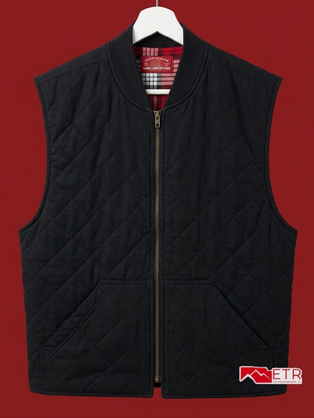 VTG 80s 90s Marlboro Country Store Reversible Quilted Vest Solid Plaid MED EUC